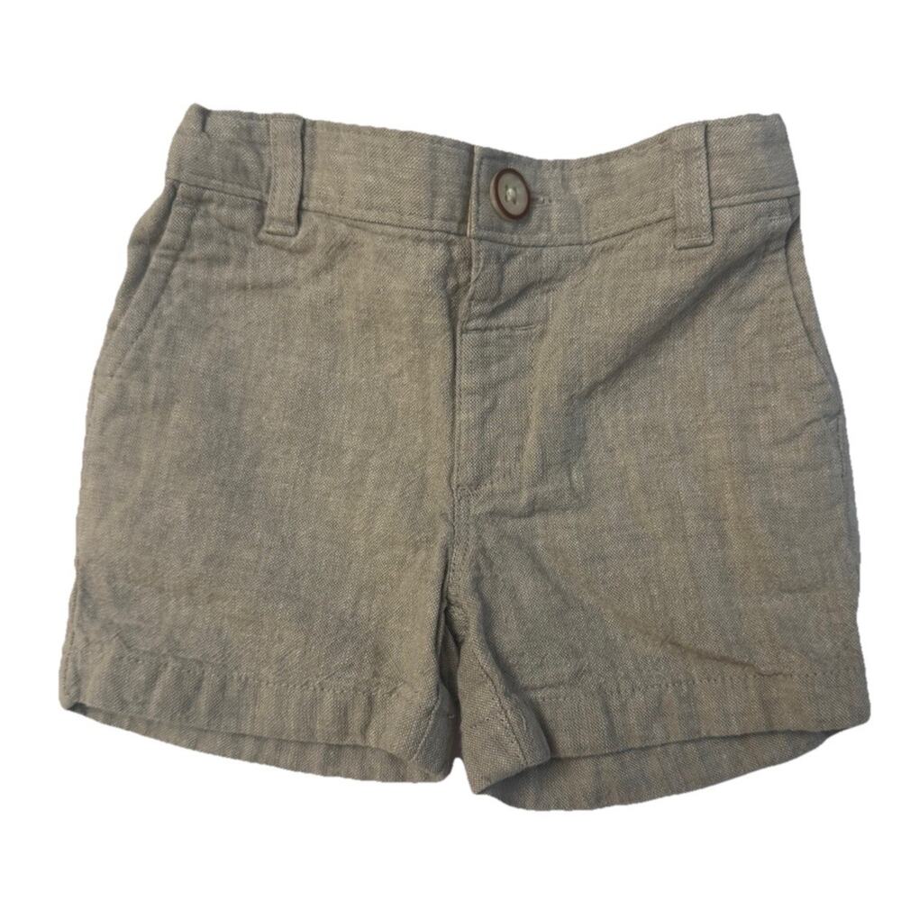 Edgehill Collection Boys Linen Blend Shorts 24M Beige Elastic Waist Preppy